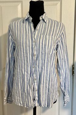 Universal Thread Linen Blend Long Sleeve Collared Button-Down Shirt Women XS